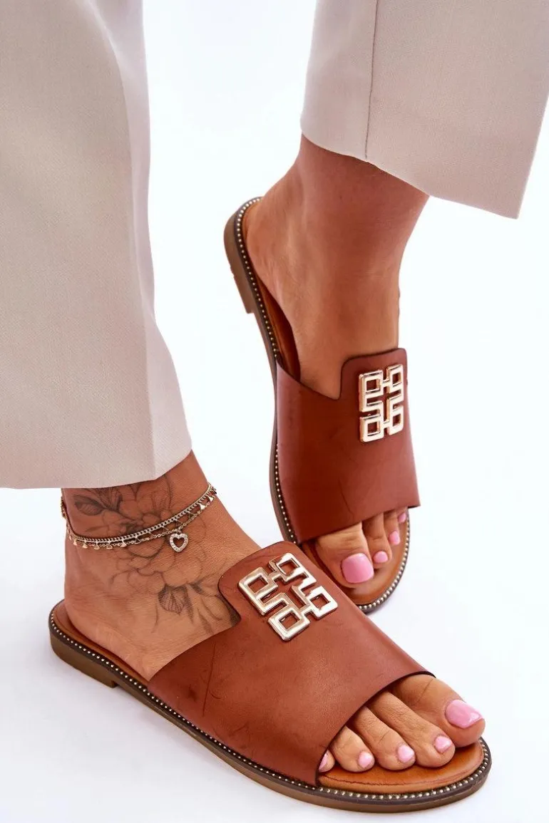 Damskie Wygodne Modne Klapki Z Ozdobą Camel Ayanna