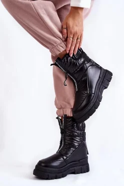 Damskie Wygodne Śniegowce Czarne Elodia