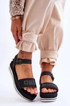 Damskie Wygodne Sandały Na Platformie Big Star LL274870 Czarne