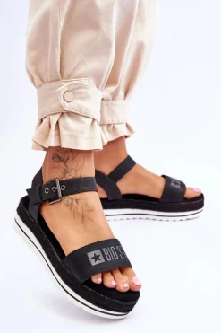 Damskie Wygodne Sandały Na Platformie Big Star LL274870 Czarne