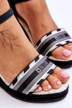 Damskie Wygodne Sandały Na Koturnie Big Star LL274877 Czarne