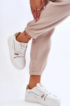 Damskie Wygodne Skórzane Sneakersy Białe Bowen