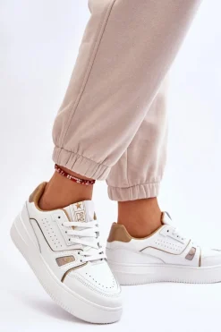 Damskie Wygodne Skórzane Sneakersy Białe Bowen