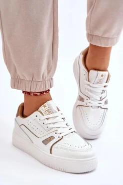 Damskie Wygodne Skórzane Sneakersy Białe Bowen