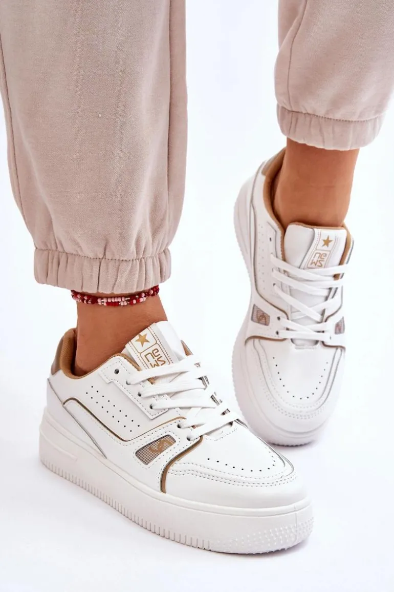 Damskie Wygodne Skórzane Sneakersy Białe Bowen