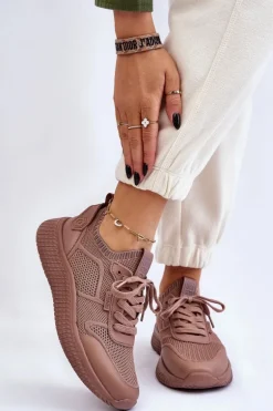 Damskie Wygodne Sneakersy Memory Foam System Big Star LL274416 Jasnobrązowe