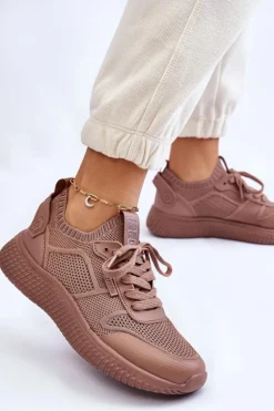 Damskie Wygodne Sneakersy Memory Foam System Big Star LL274416 Jasnobrązowe