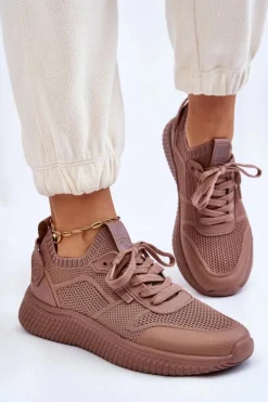Damskie Wygodne Sneakersy Memory Foam System Big Star LL274416 Jasnobrązowe