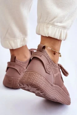 Damskie Wygodne Sneakersy Memory Foam System Big Star LL274416 Jasnobrązowe