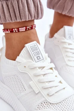 Damskie Wygodne Sneakersy Memory Foam System Big Star LL274415 Białe