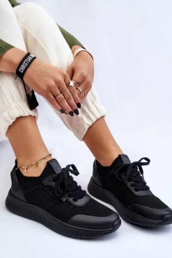 Damskie Wygodne Sneakersy Memory Foam System Big Star LL274414 Czarne