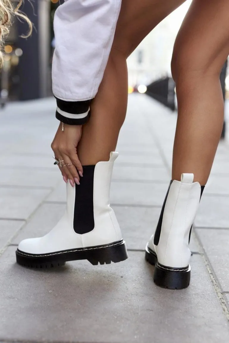 Damskie Wysokie Botki Sztyblety Białe Nemoreva