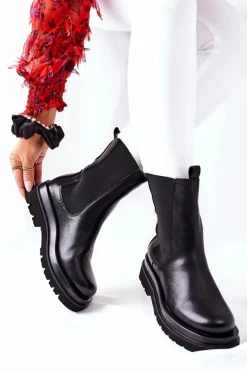 Damskie Wysokie Botki Sztyblety Czarne Belive