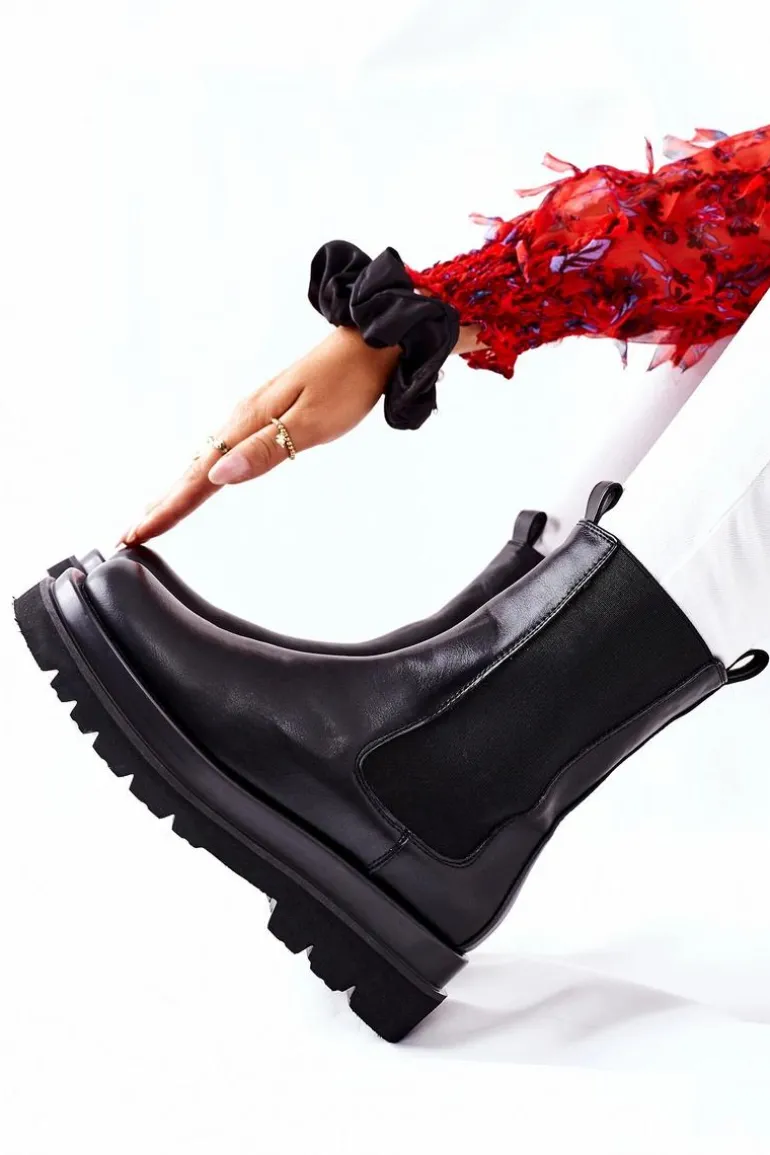 Damskie Wysokie Botki Sztyblety Czarne Belive