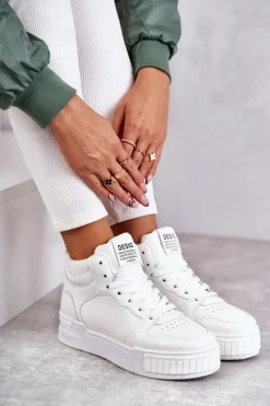 Damskie Wysokie Buty Sportowe Białe Trisa