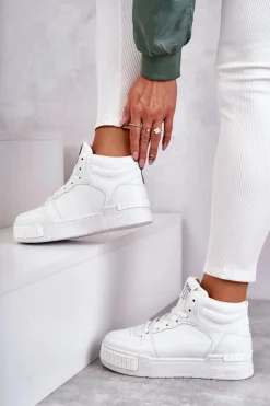 Damskie Wysokie Buty Sportowe Białe Trisa