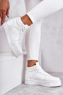 Damskie Wysokie Buty Sportowe Białe Trisa