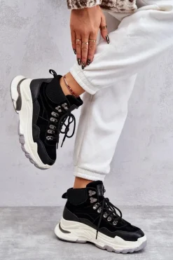 Damskie Wysokie Buty Sportowe GOE KK2N4098 Czarne