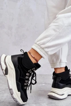Damskie Wysokie Buty Sportowe GOE KK2N4098 Czarne