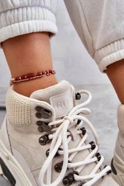 Damskie Wysokie Buty Sportowe GOE KK2N4097 Jasnobeżowe