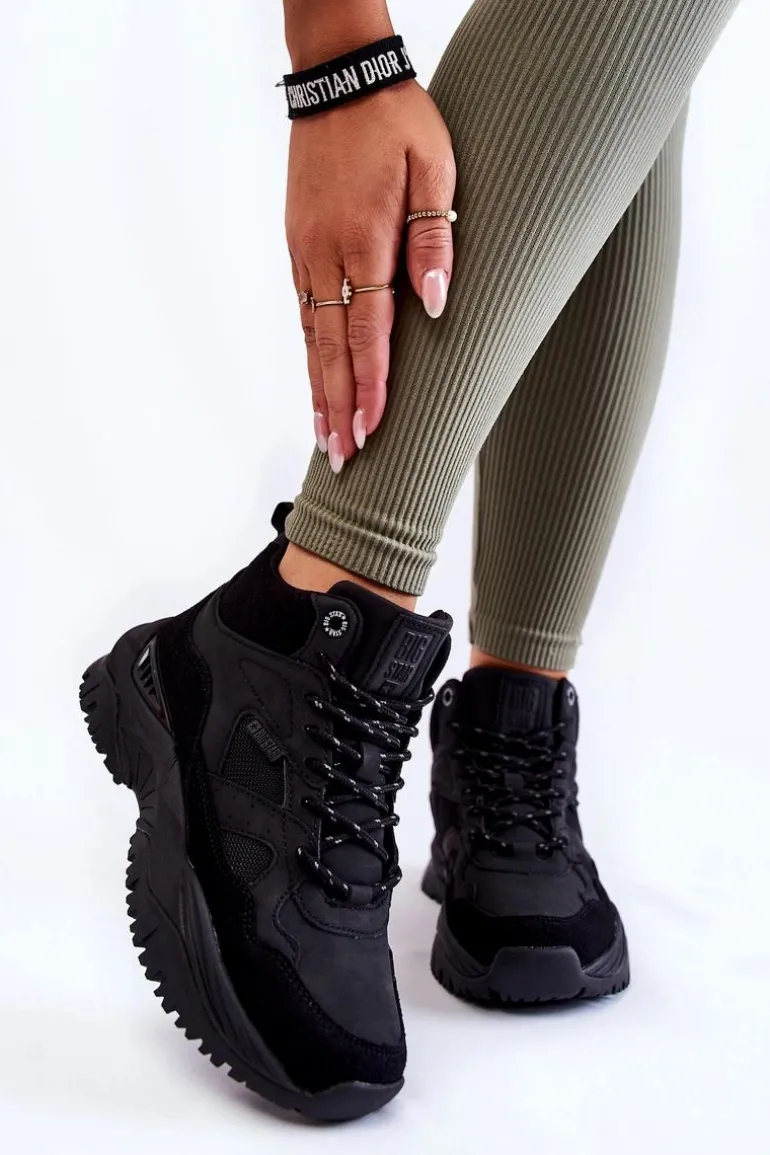 Damskie Wysokie Buty Sportowe Memory Foam System Big Star KK274356 Czarne