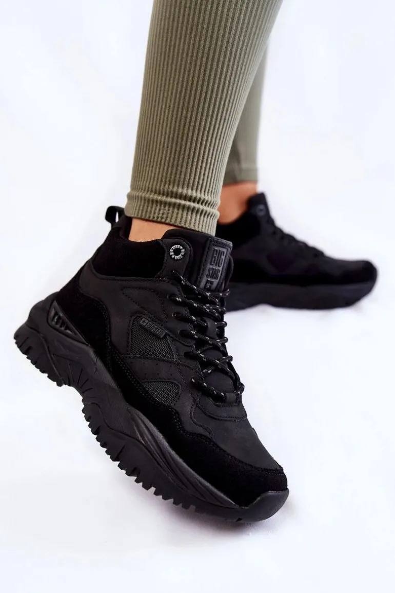 Damskie Wysokie Buty Sportowe Memory Foam System Big Star KK274356 Czarne