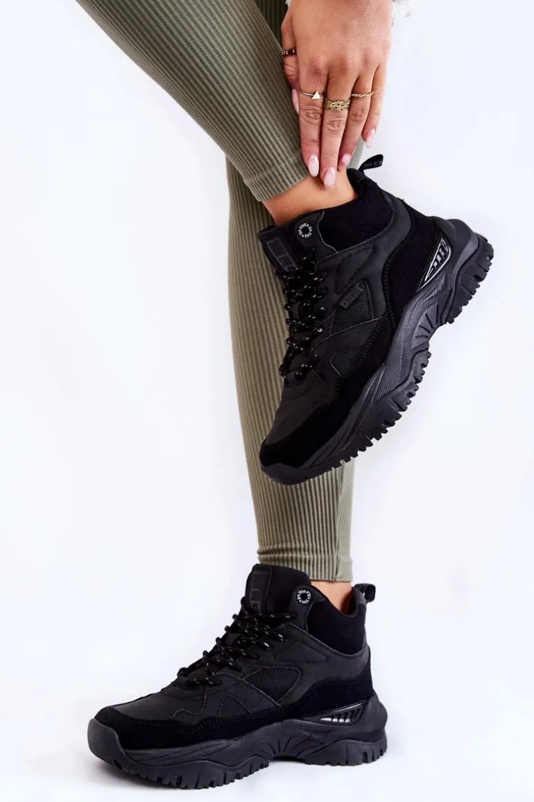 Damskie Wysokie Buty Sportowe Memory Foam System Big Star KK274356 Czarne