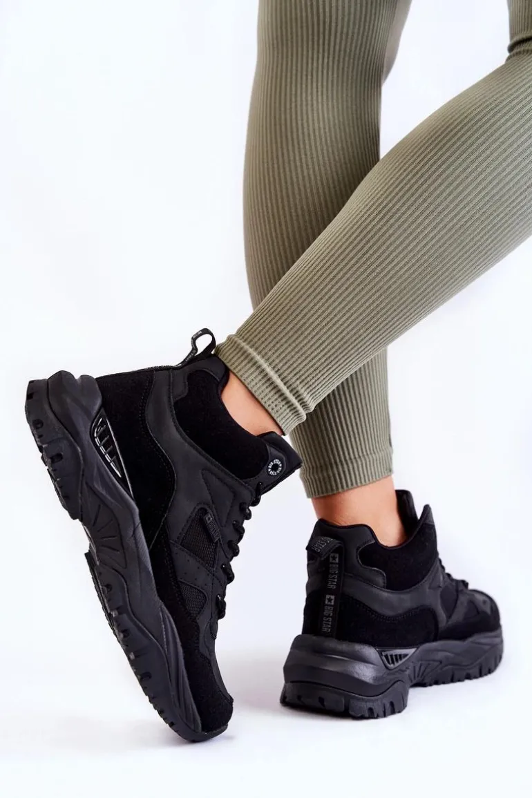 Damskie Wysokie Buty Sportowe Memory Foam System Big Star KK274356 Czarne