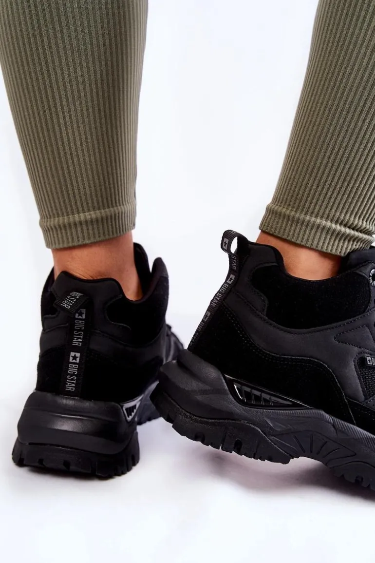 Damskie Wysokie Buty Sportowe Memory Foam System Big Star KK274356 Czarne