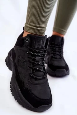 Damskie Wysokie Buty Sportowe Memory Foam System Big Star KK274356 Czarne