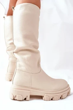 Damskie Wysokie Kozaki Beżowe Little Bit