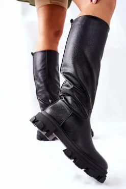 Damskie Wysokie Kozaki Czarne Little Bit