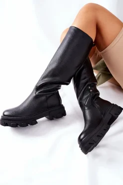 Damskie Wysokie Kozaki Czarne Little Bit