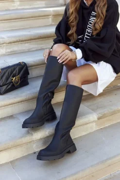 Damskie Wysokie Kozaki Czarne Whats Going On