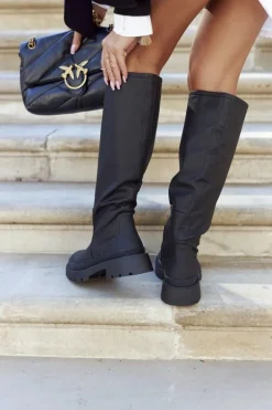 Damskie Wysokie Kozaki Czarne Whats Going On