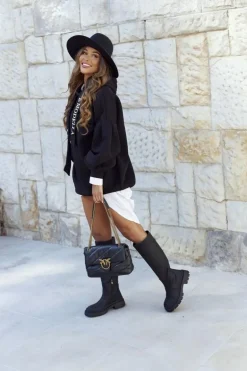 Damskie Wysokie Kozaki Czarne Whats Going On