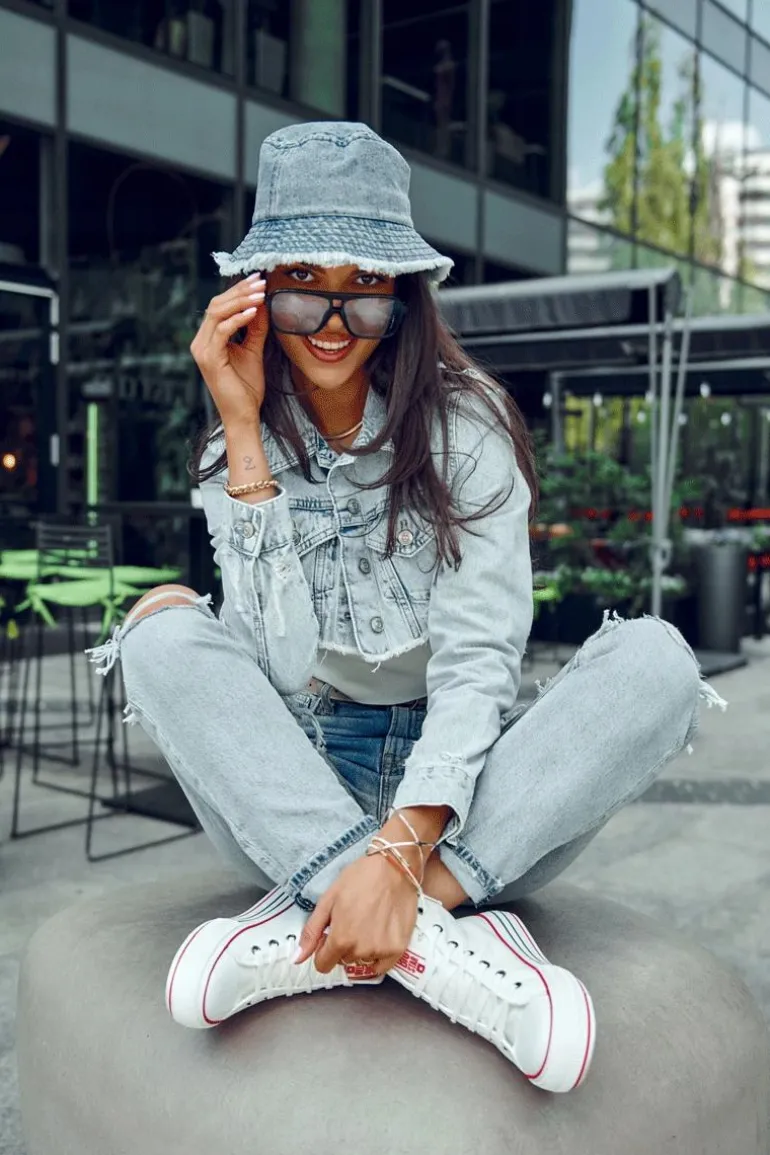 Damskie Wysokie Materiałowe Trampki Na Platformie Big Star LL274185 Białe