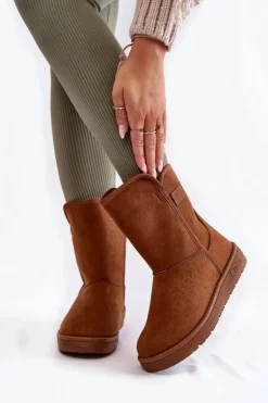 Damskie Wysokie Śniegowce Big Star KK274616 Brązowe