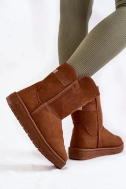 Damskie Wysokie Śniegowce Big Star KK274616 Brązowe