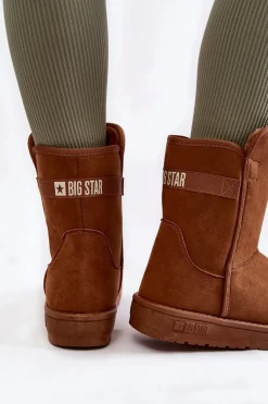 Damskie Wysokie Śniegowce Big Star KK274616 Brązowe