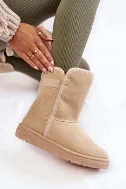 Damskie Wysokie Śniegowce Big Star KK274617 Jasnobeżowe