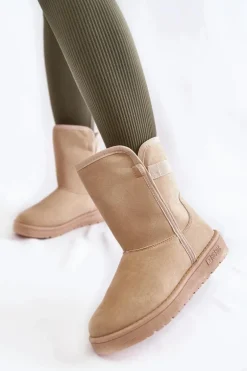 Damskie Wysokie Śniegowce Big Star KK274617 Jasnobeżowe