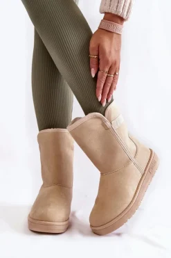 Damskie Wysokie Śniegowce Big Star KK274617 Jasnobeżowe