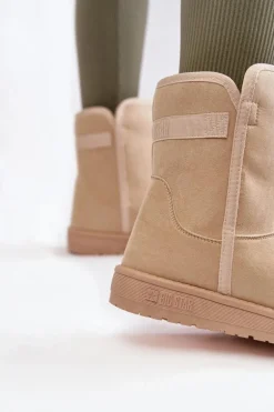 Damskie Wysokie Śniegowce Big Star KK274617 Jasnobeżowe