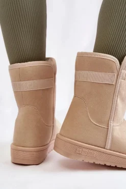 Damskie Wysokie Śniegowce Big Star KK274617 Jasnobeżowe