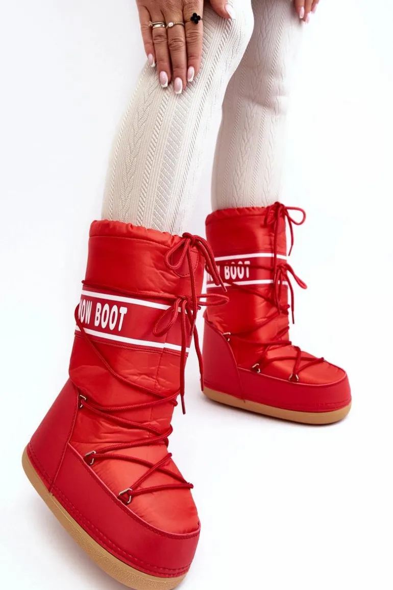 Damskie Wysokie Śniegowce Czerwone Venila