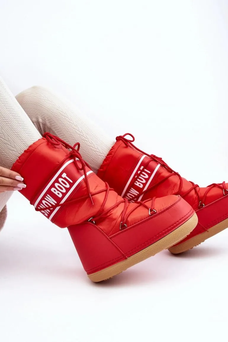 Damskie Wysokie Śniegowce Czerwone Venila