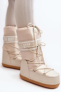 Damskie Wysokie Śniegowce Beżowe Venila