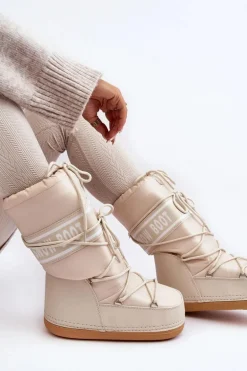 Damskie Wysokie Śniegowce Beżowe Venila