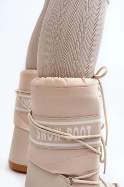 Damskie Wysokie Śniegowce Beżowe Venila